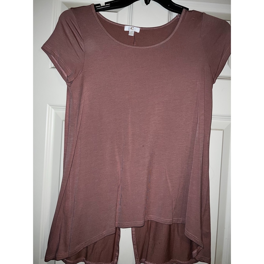 Charming Charlie Flowy Dark Mauve Open Back Shirt